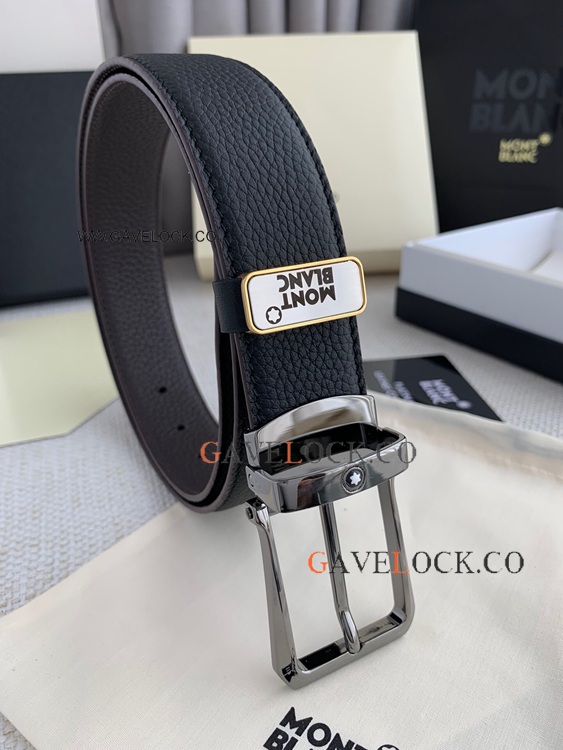 Copy Montblanc Brown Black Reversible Belt Black Buckle
